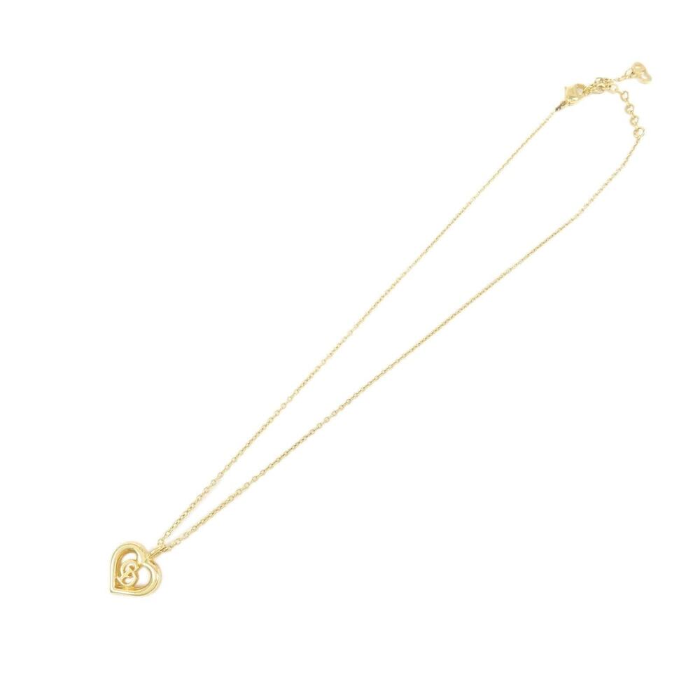 Christian Dior Logo Heart Pendant Gold Plating Necklace